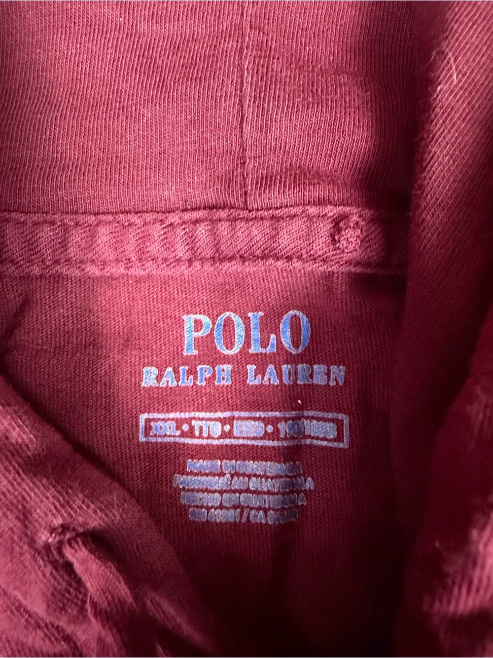 Sz 2XL Men’s Polo Ralph Lauren Lightweight Long Sleeve Hooded Shirt Burgundy